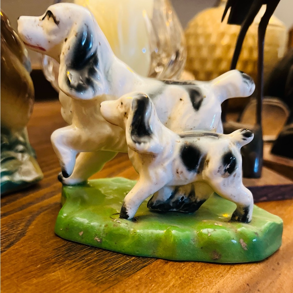 Antique Ceramic Dog Figurine Set